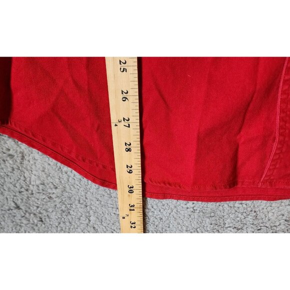 Levi's Jeans Red Denim Long Sleeve Metal Button Up Shirt Size XL Y2K 100% Cotton - Picture 10 of 12